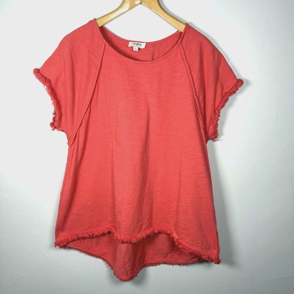 Umgee Coral Top Size Large Cotton High-Low Bohemian Colorful
